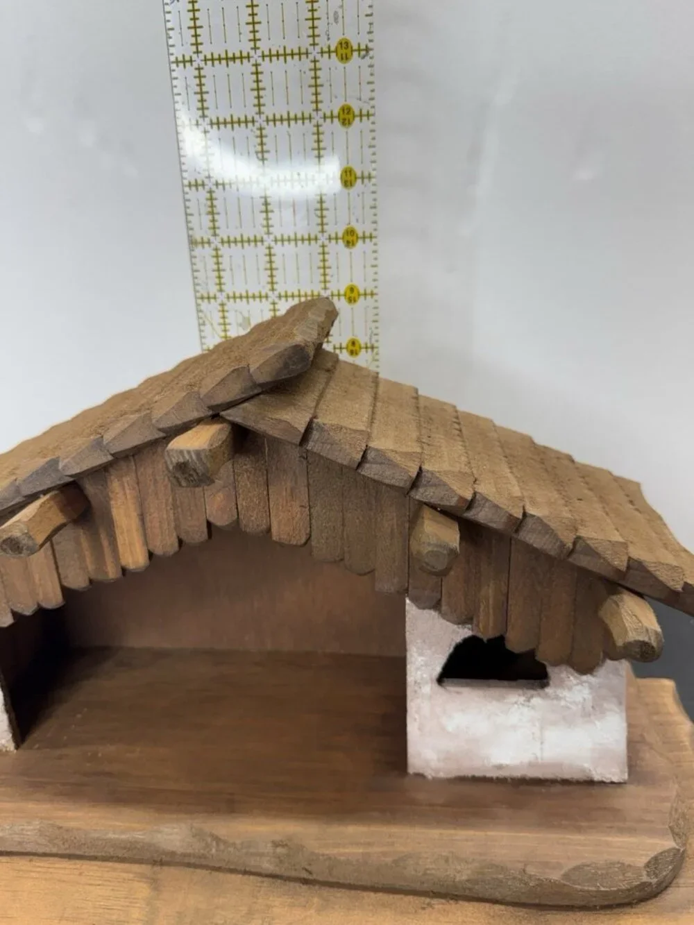 Goebel Maxcraft Nativity Stable Wood Stone Manger Scene 20” Long Made In USA